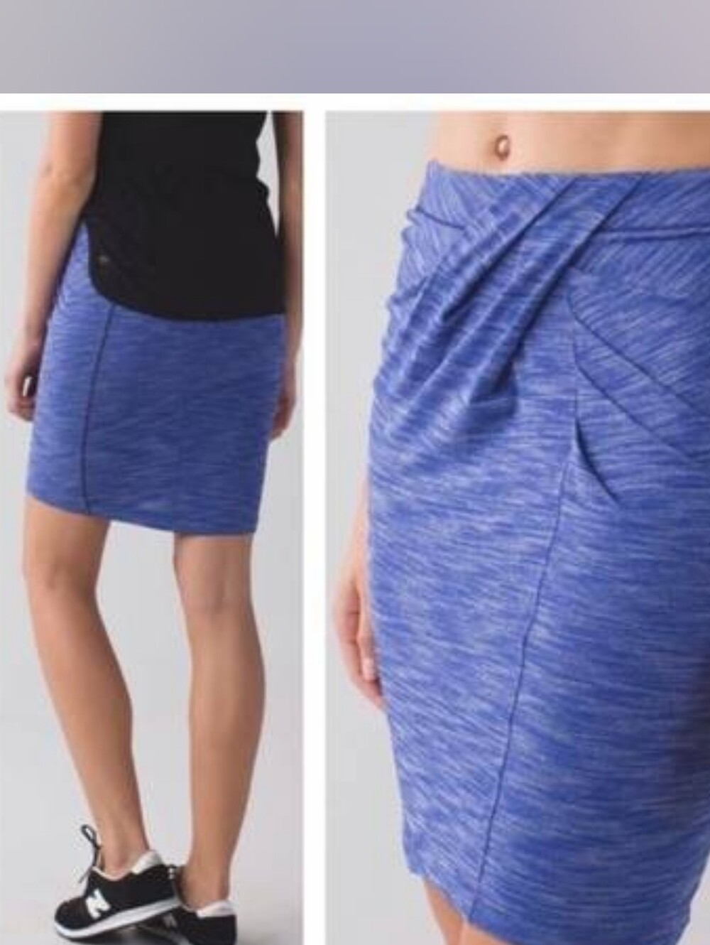 lululemon athletica &Go Where-To Heathered Blue Twist-Front Pencil Skirt Size 8